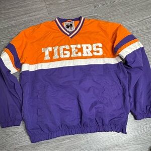 Vintage Clemson Tigers Windbreaker Pullover Jacket Fleece Lined 58 Sport Sz XL